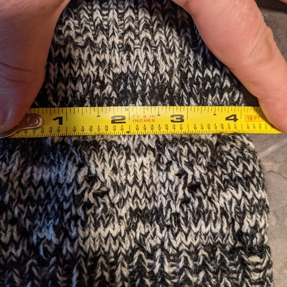 ❄️ Women's Gray and Black Knitted Boot Cuffs with Cream colored trim - Picture 6 of 6